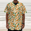 Orange Carrot Pattern Print Textured Short Sleeve Shirt