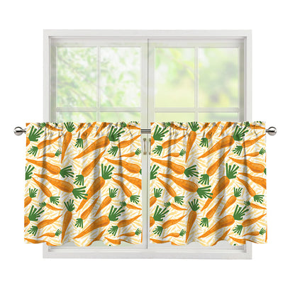 Orange Carrot Pattern Print Tier Curtains