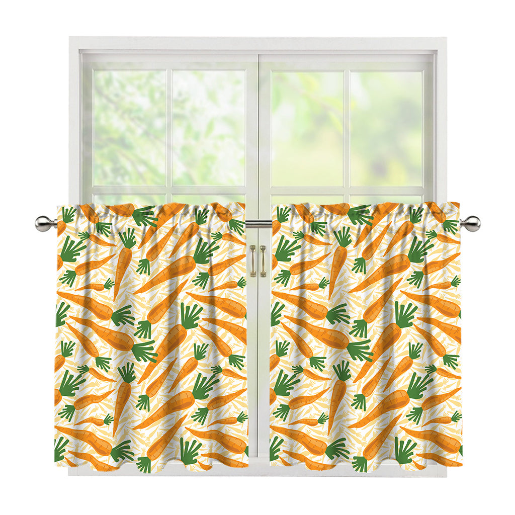 Orange Carrot Pattern Print Tier Curtains