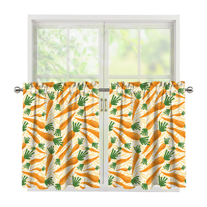 Orange Carrot Pattern Print Tier Curtains