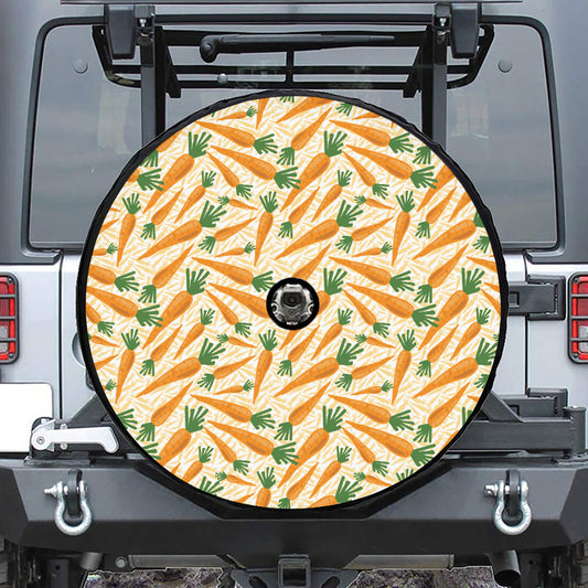 Orange Carrot Pattern Print Tire Cover With Camera Hole