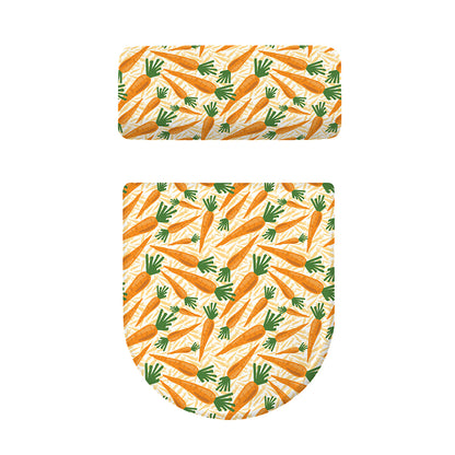 Orange Carrot Pattern Print Toilet Lid And Tank Cover Set
