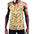 Orange Carrot Pattern Print Men's Workout Tank Top