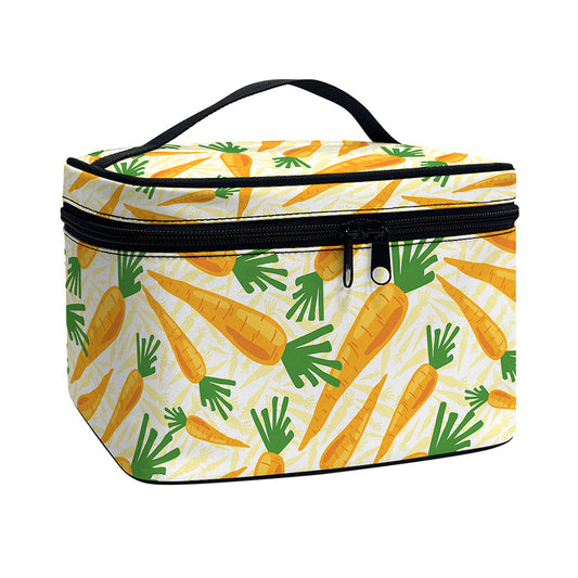 Orange Carrot Pattern Print Travel Makeup Bag