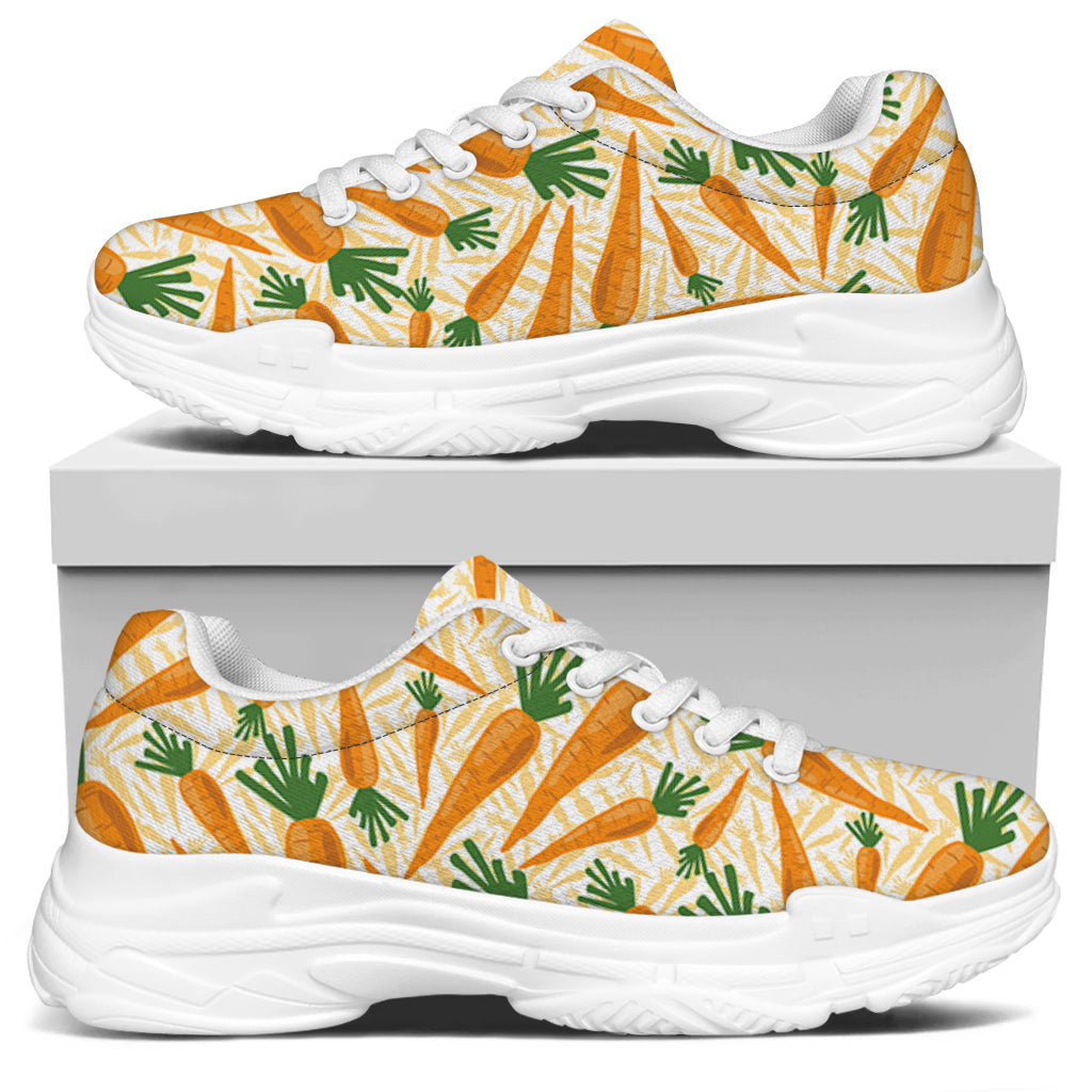 Orange Carrot Pattern Print White Chunky Shoes