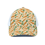 Orange Carrot Pattern Print White Mesh Trucker Cap