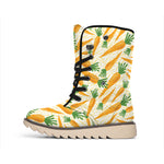 Orange Carrot Pattern Print Winter Boots