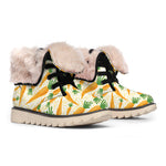 Orange Carrot Pattern Print Winter Boots