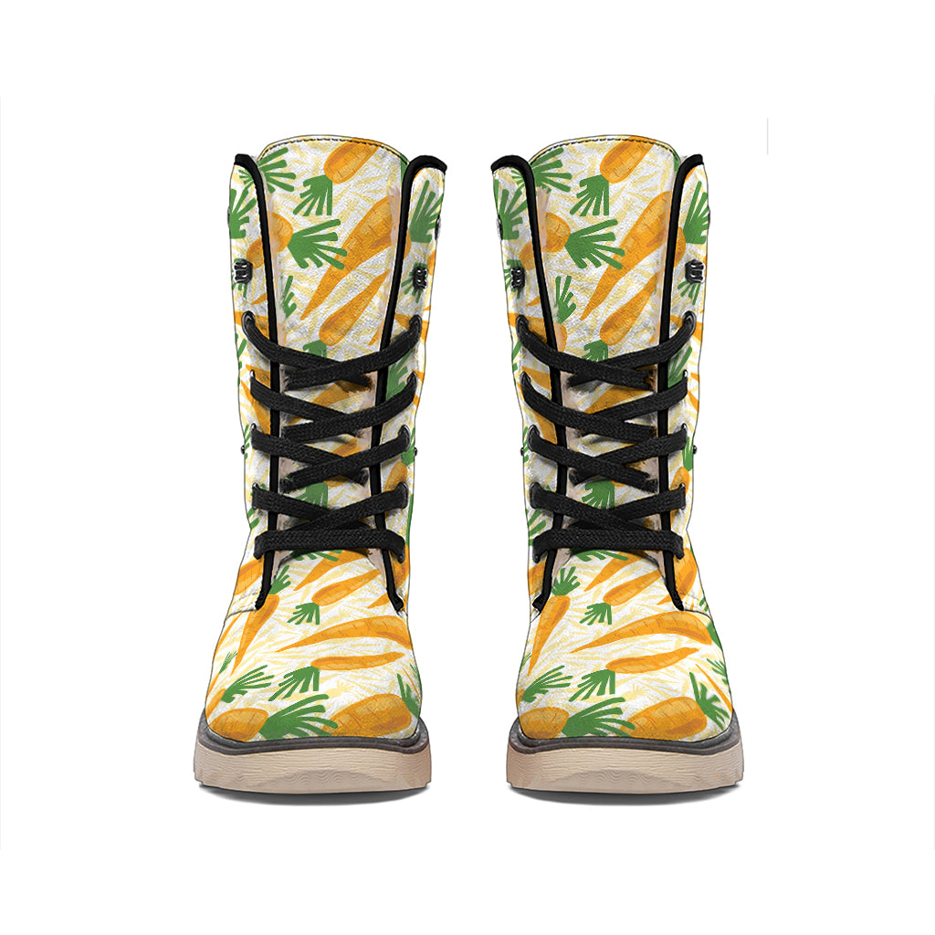 Orange Carrot Pattern Print Winter Boots