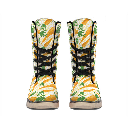 Orange Carrot Pattern Print Winter Boots
