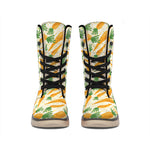 Orange Carrot Pattern Print Winter Boots