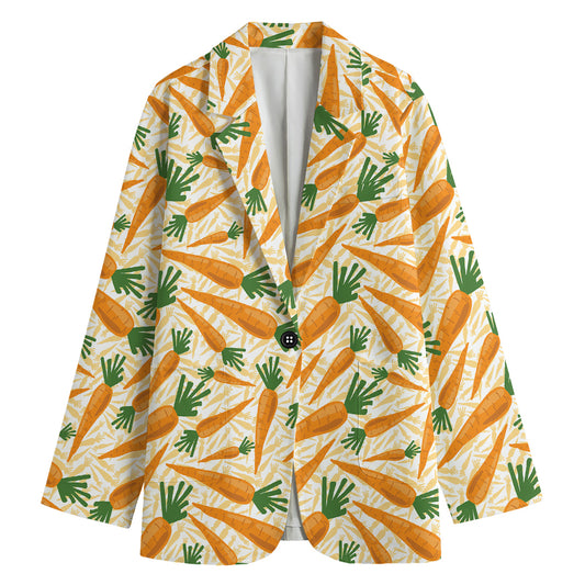 Orange Carrot Pattern Print Women's Blazer