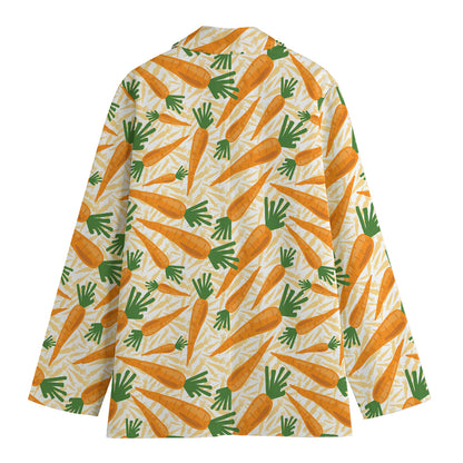 Orange Carrot Pattern Print Women's Blazer