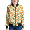 Orange Carrot Pattern Print Women's Bomber Jacket