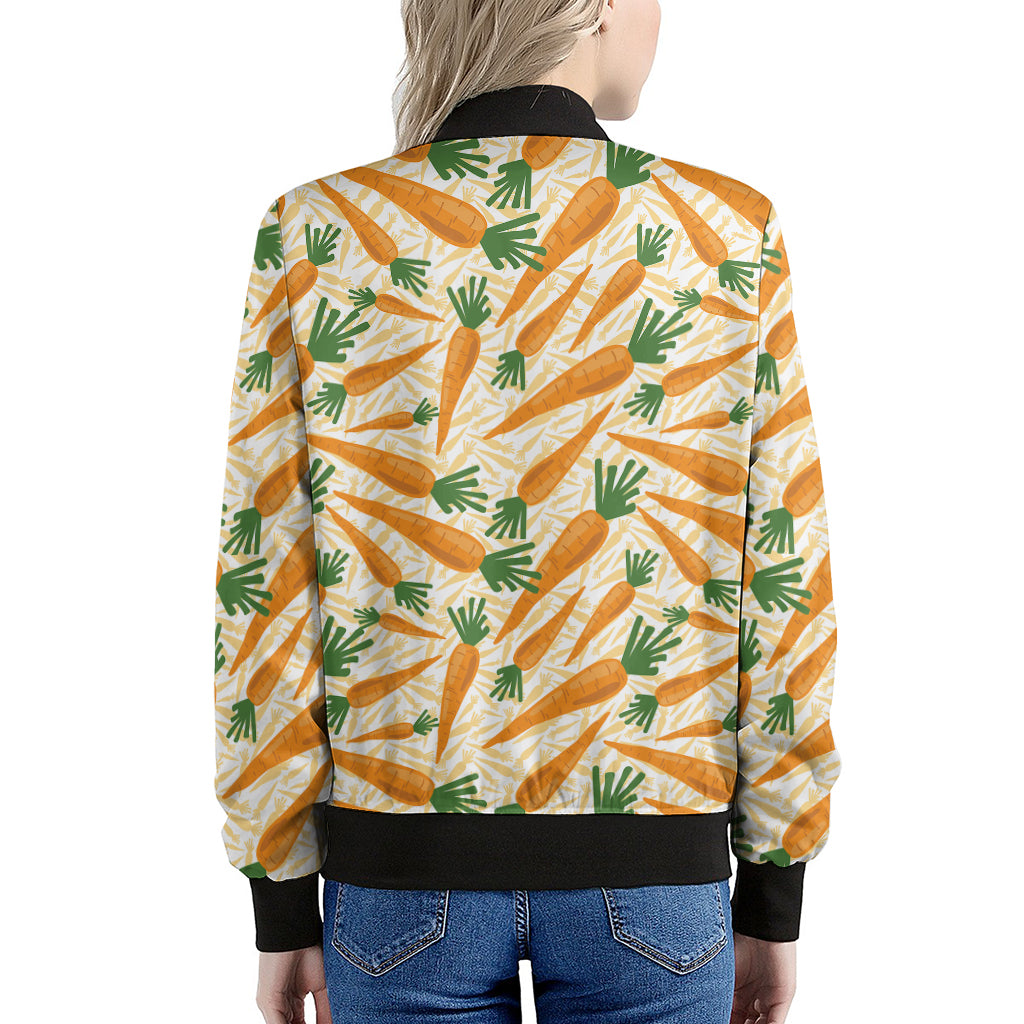 Orange Carrot Pattern Print Women's Bomber Jacket