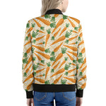 Orange Carrot Pattern Print Women's Bomber Jacket