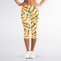 Orange Carrot Pattern Print Women's Capri Leggings