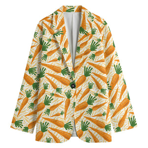 Orange Carrot Pattern Print Women's Cotton Blazer