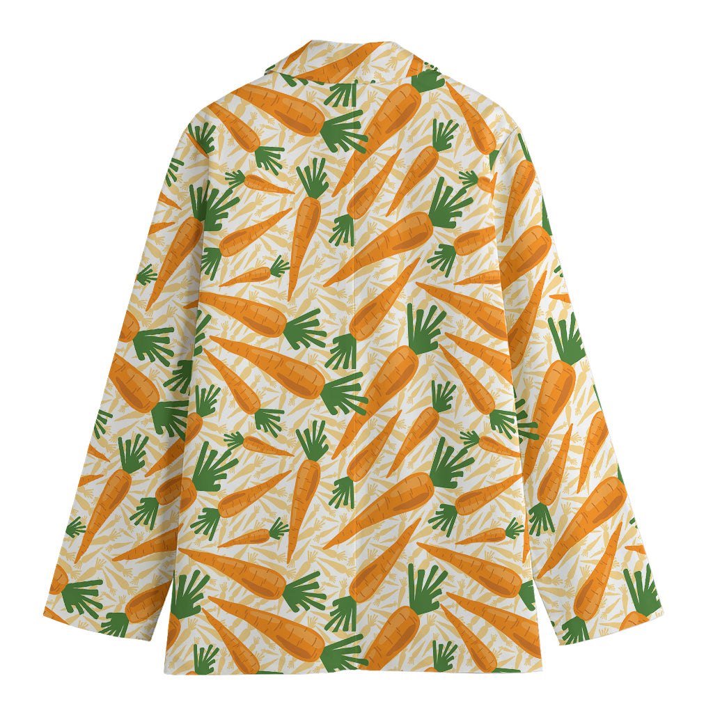 Orange Carrot Pattern Print Women's Cotton Blazer