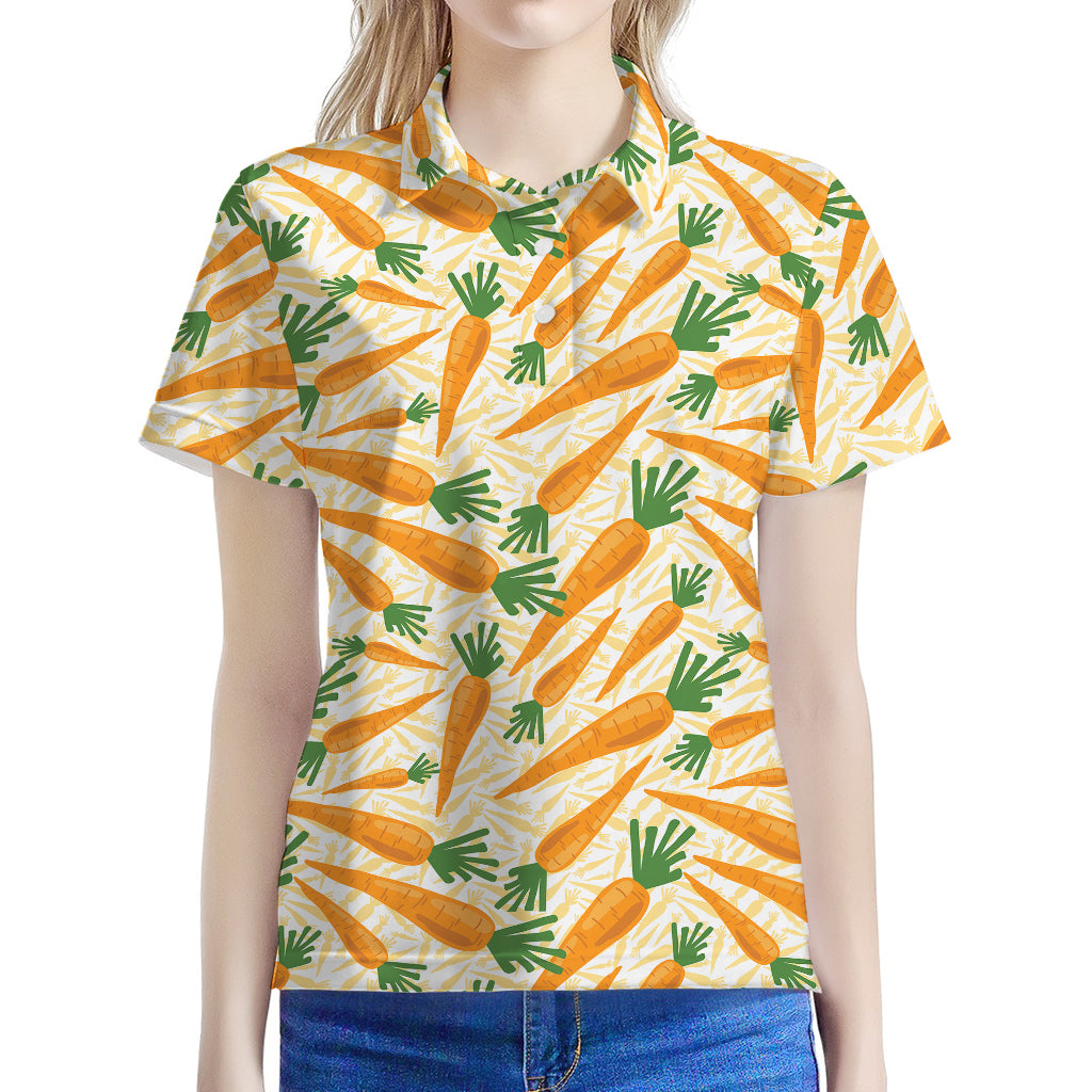 Orange Carrot Pattern Print Women's Polo Shirt