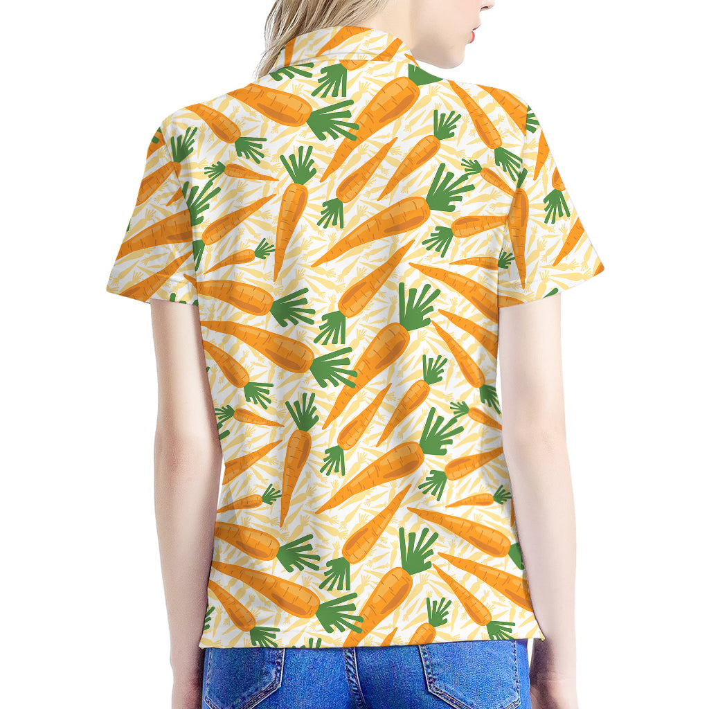 Orange Carrot Pattern Print Women's Polo Shirt