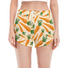 Orange Carrot Pattern Print Women's Split Running Shorts