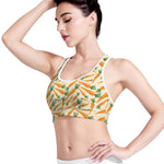 Orange Carrot Pattern Print Women's Sports Bra
