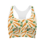 Orange Carrot Pattern Print Women's Sports Bra