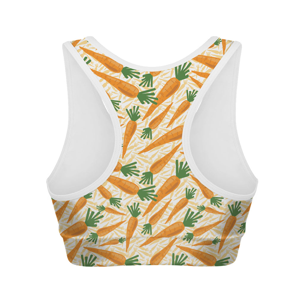 Orange Carrot Pattern Print Women's Sports Bra