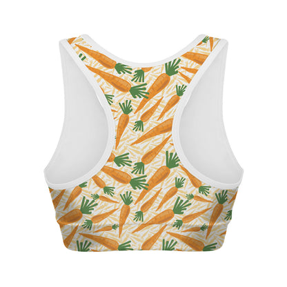 Orange Carrot Pattern Print Women's Sports Bra
