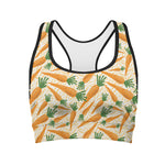 Orange Carrot Pattern Print Women's Sports Bra