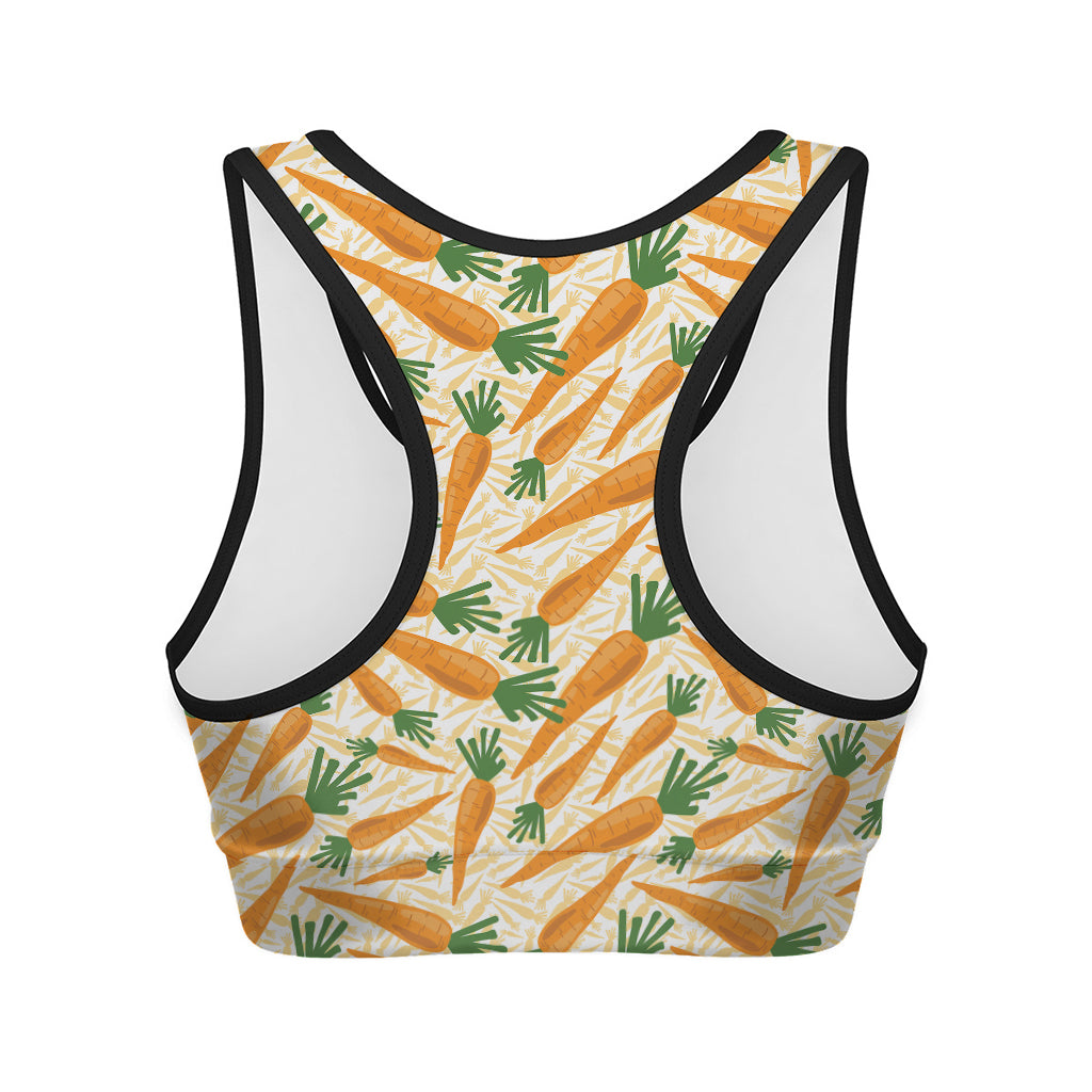 Orange Carrot Pattern Print Women's Sports Bra