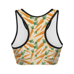 Orange Carrot Pattern Print Women's Sports Bra