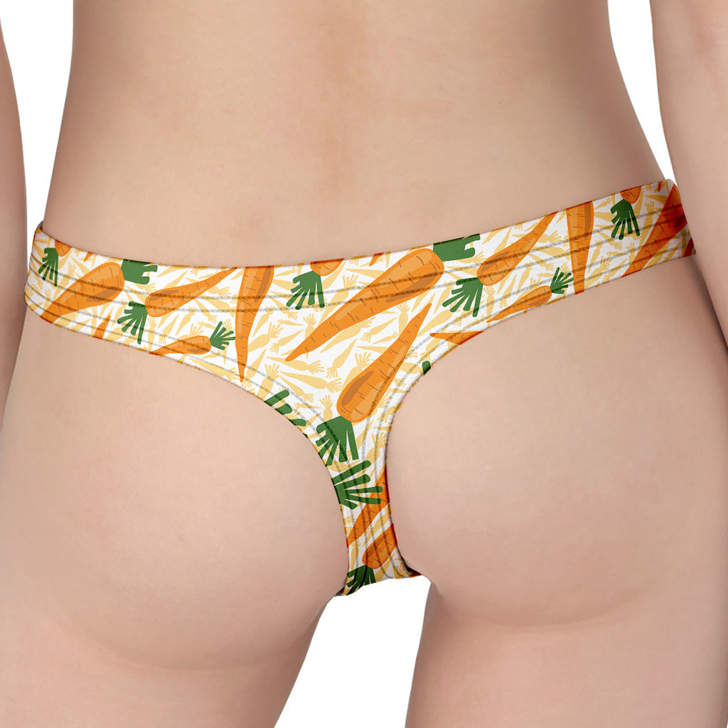 Orange Carrot Pattern Print Women's Thong