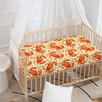 Orange Crab Pattern Print Baby Crib Sheet