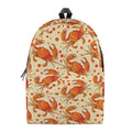 Orange Crab Pattern Print School Backpack