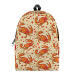 Orange Crab Pattern Print Backpack