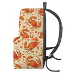 Orange Crab Pattern Print Backpack