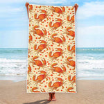 Orange Crab Pattern Print Beach Towel