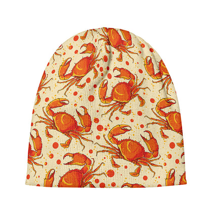 Orange Crab Pattern Print Beanie