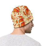 Orange Crab Pattern Print Beanie