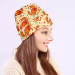 Orange Crab Pattern Print Beanie