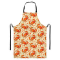 Orange Crab Pattern Print Bib Apron With Pocket