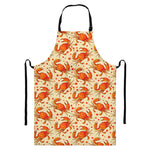 Orange Crab Pattern Print Bib Apron With Pocket