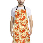 Orange Crab Pattern Print Bib Apron With Pocket