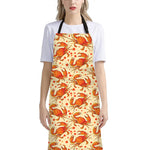 Orange Crab Pattern Print Bib Apron With Pocket