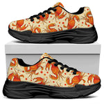Orange Crab Pattern Print Black Chunky Shoes