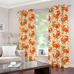 Orange Crab Pattern Print Blackout Grommet Curtains