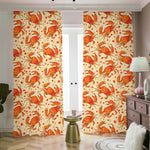 Orange Crab Pattern Print Blackout Pencil Pleat Curtains