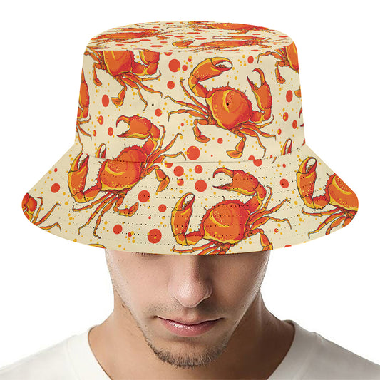 Orange Crab Pattern Print Bucket Hat